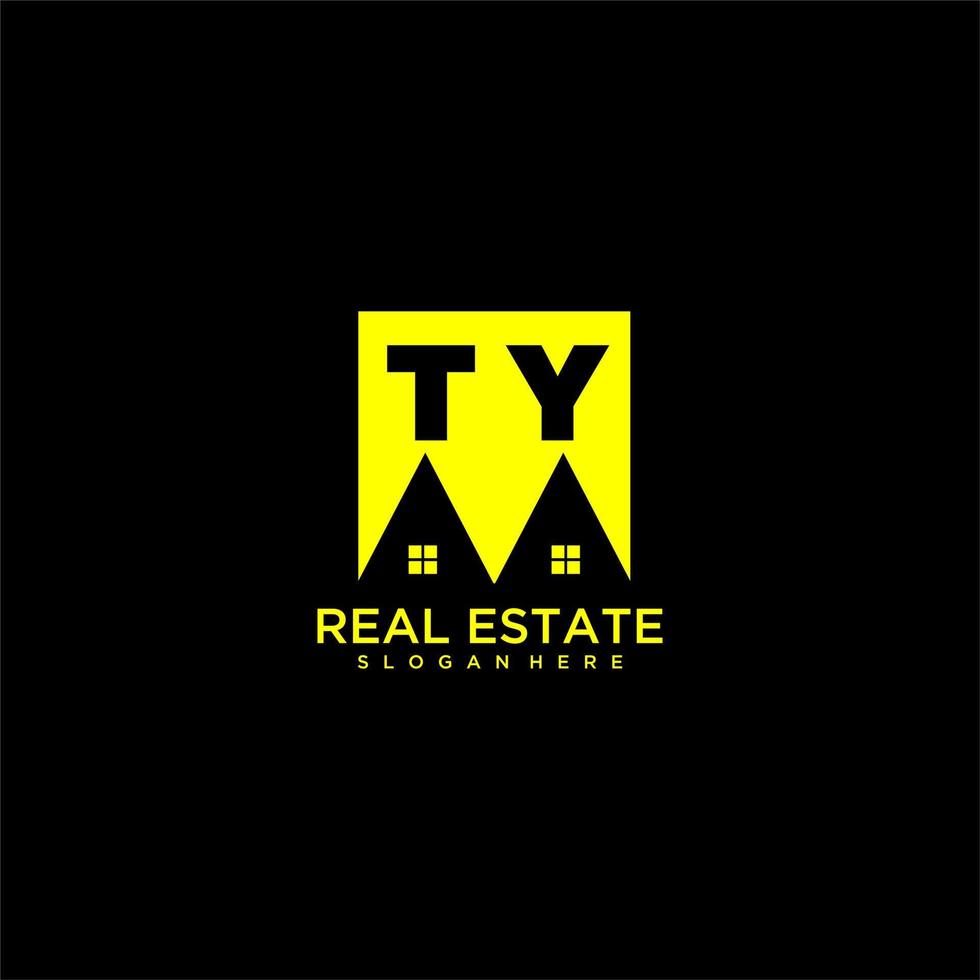 TY initial monogram logo real estate in square style design vector