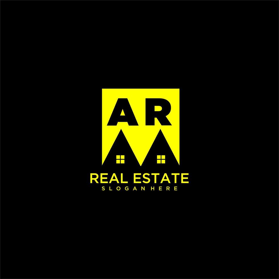 AR initial monogram logo real estate in square style design vector