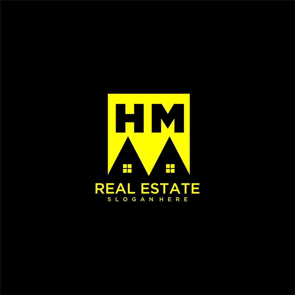 HM initial monogram logo real estate in square style design vector