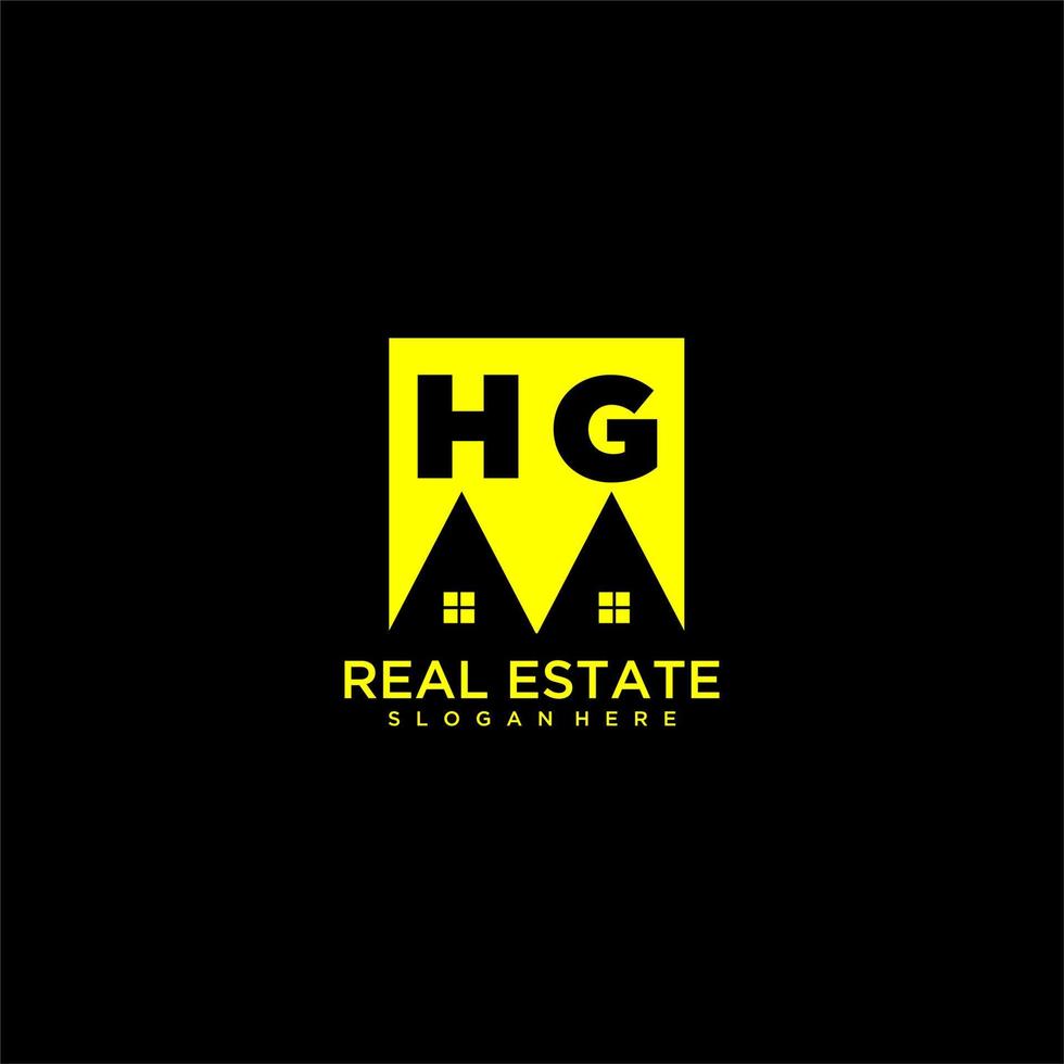 HG initial monogram logo real estate in square style design vector