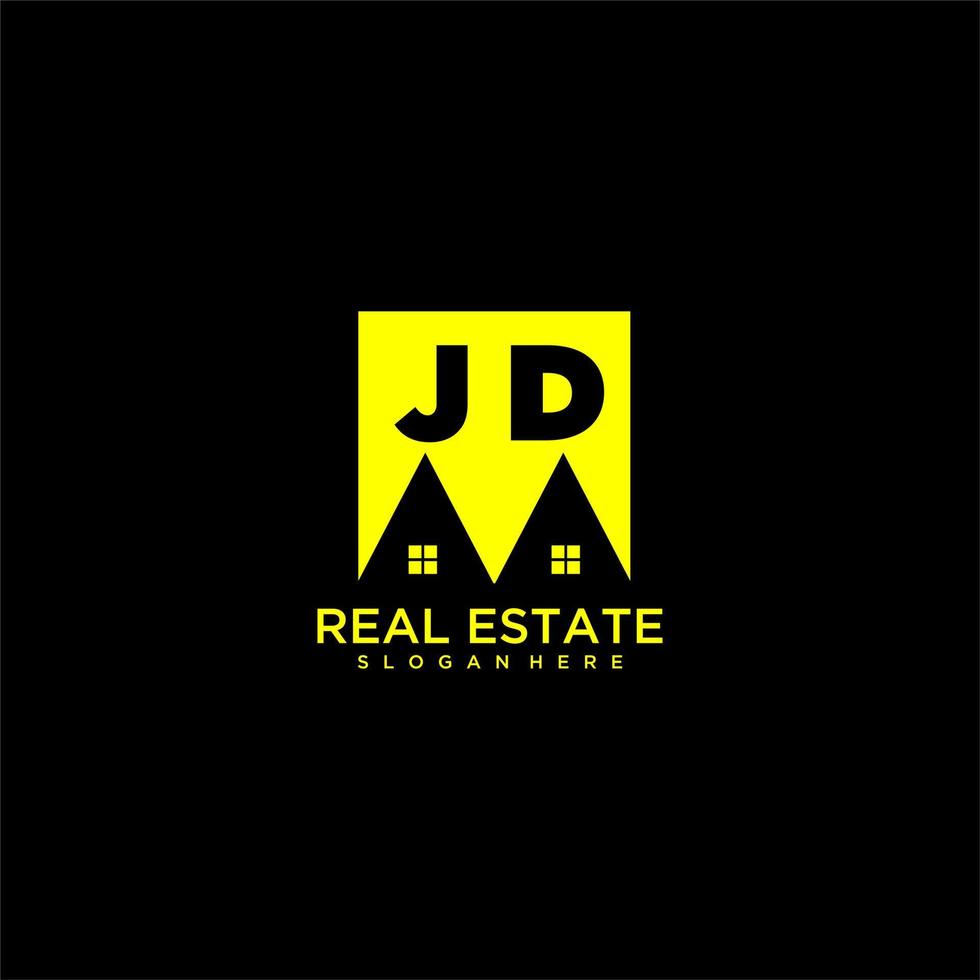 JD initial monogram logo real estate in square style design vector