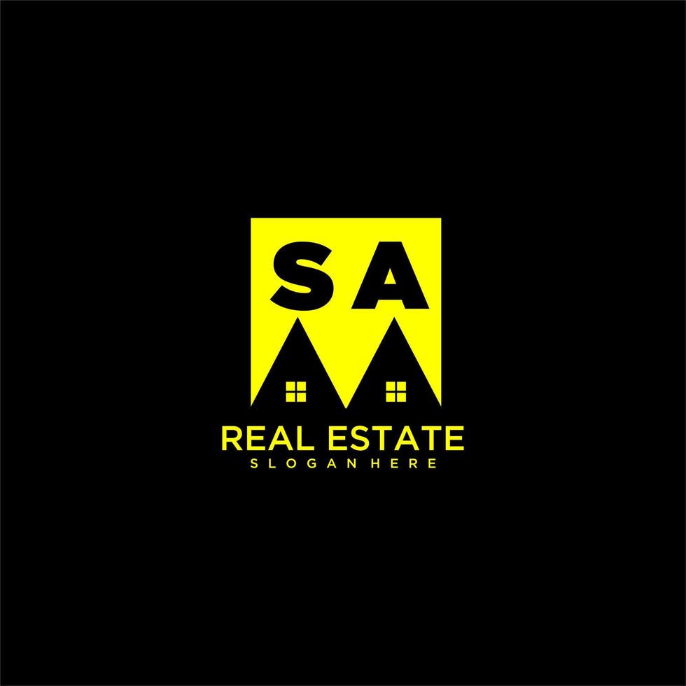 SA initial monogram logo real estate in square style design vector