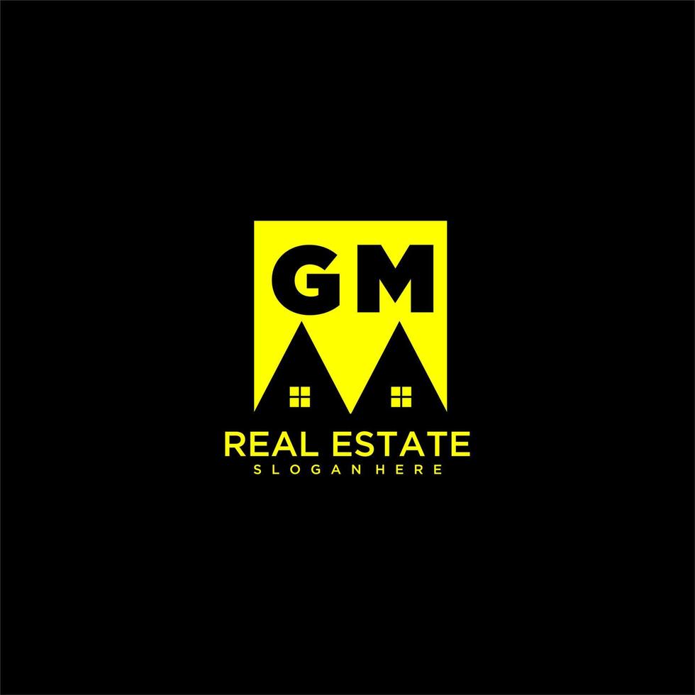 GM initial monogram logo real estate in square style design vector