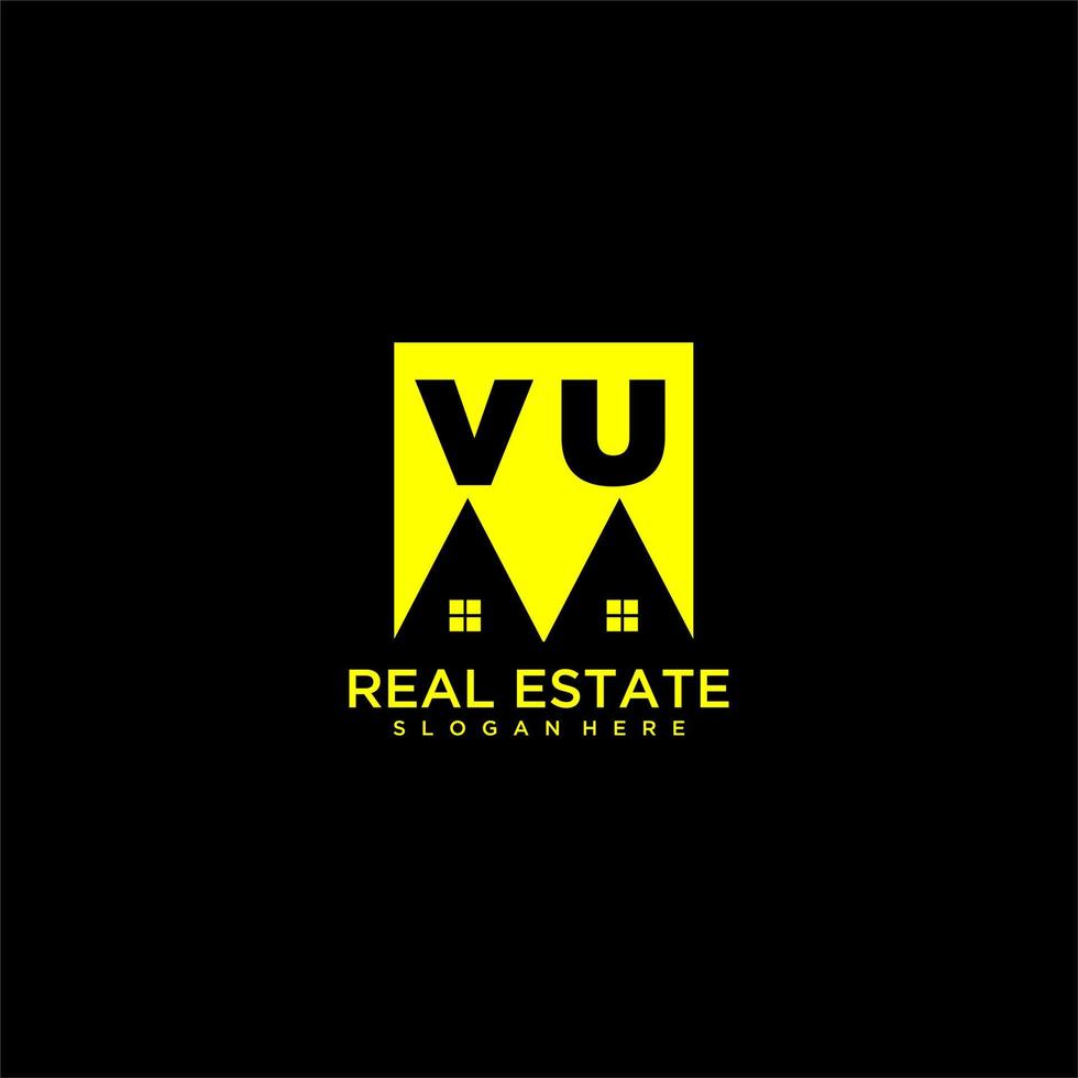 logotipo de monograma inicial de vu real estate en diseño de estilo cuadrado vector