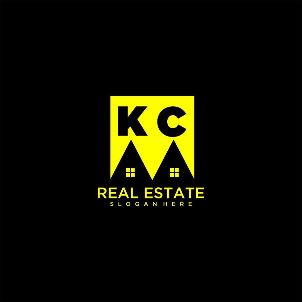 KC initial monogram logo real estate in square style design vector