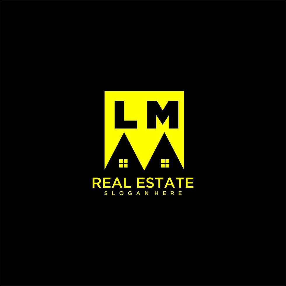 LM initial monogram logo real estate in square style design vector