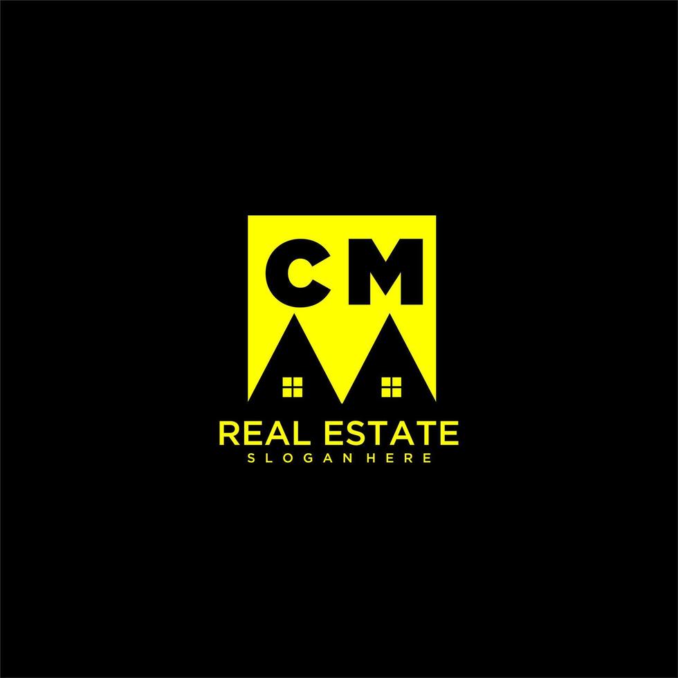 logotipo de monograma inicial cm real estate en diseño de estilo cuadrado vector