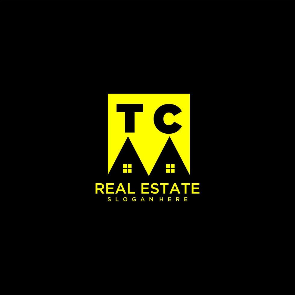 TC initial monogram logo real estate in square style design vector