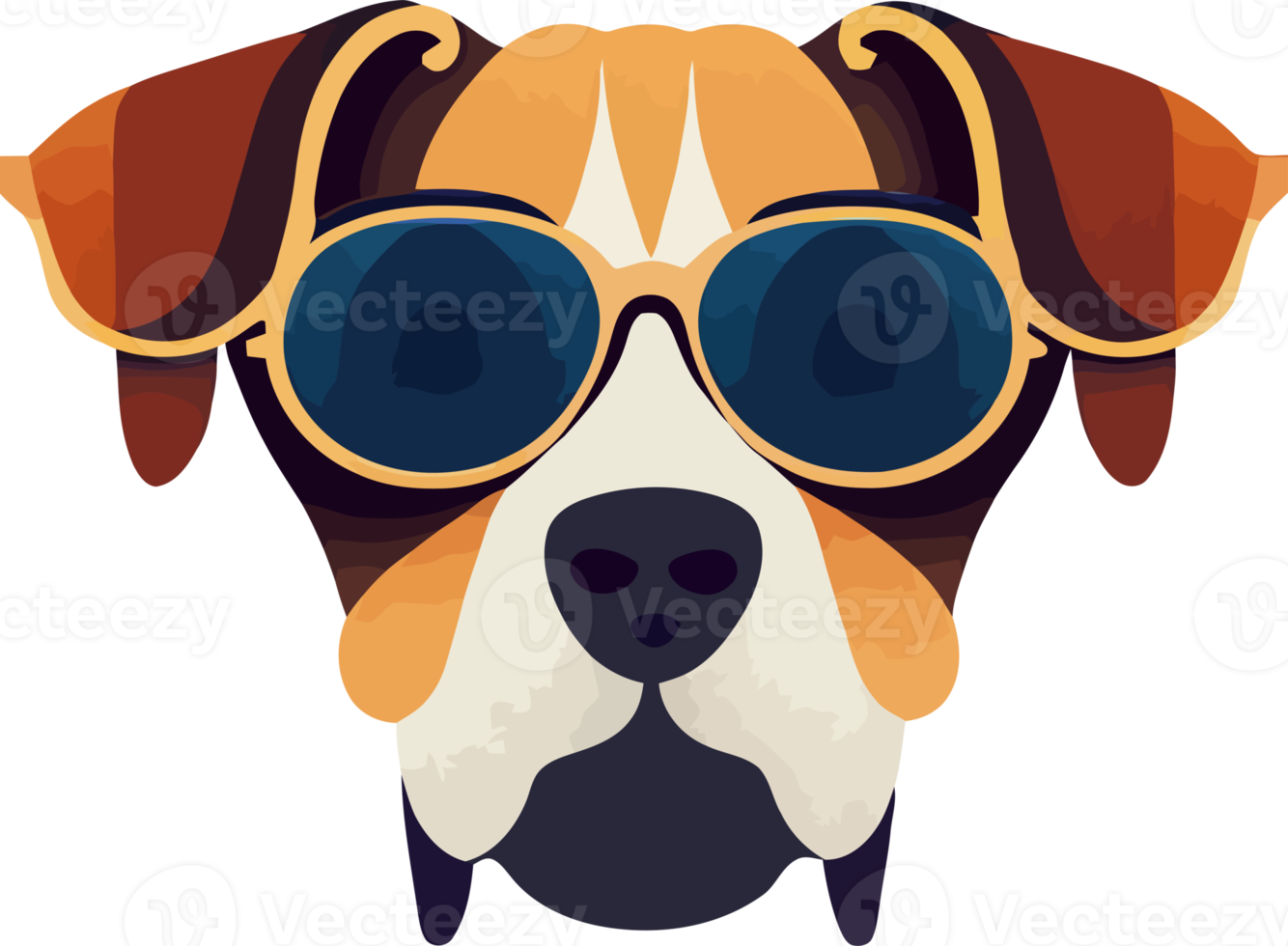 illustration  graphic of colorful beagle dog wearing sunglasses isolated good for icon, mascot, print, design element or customize your design png