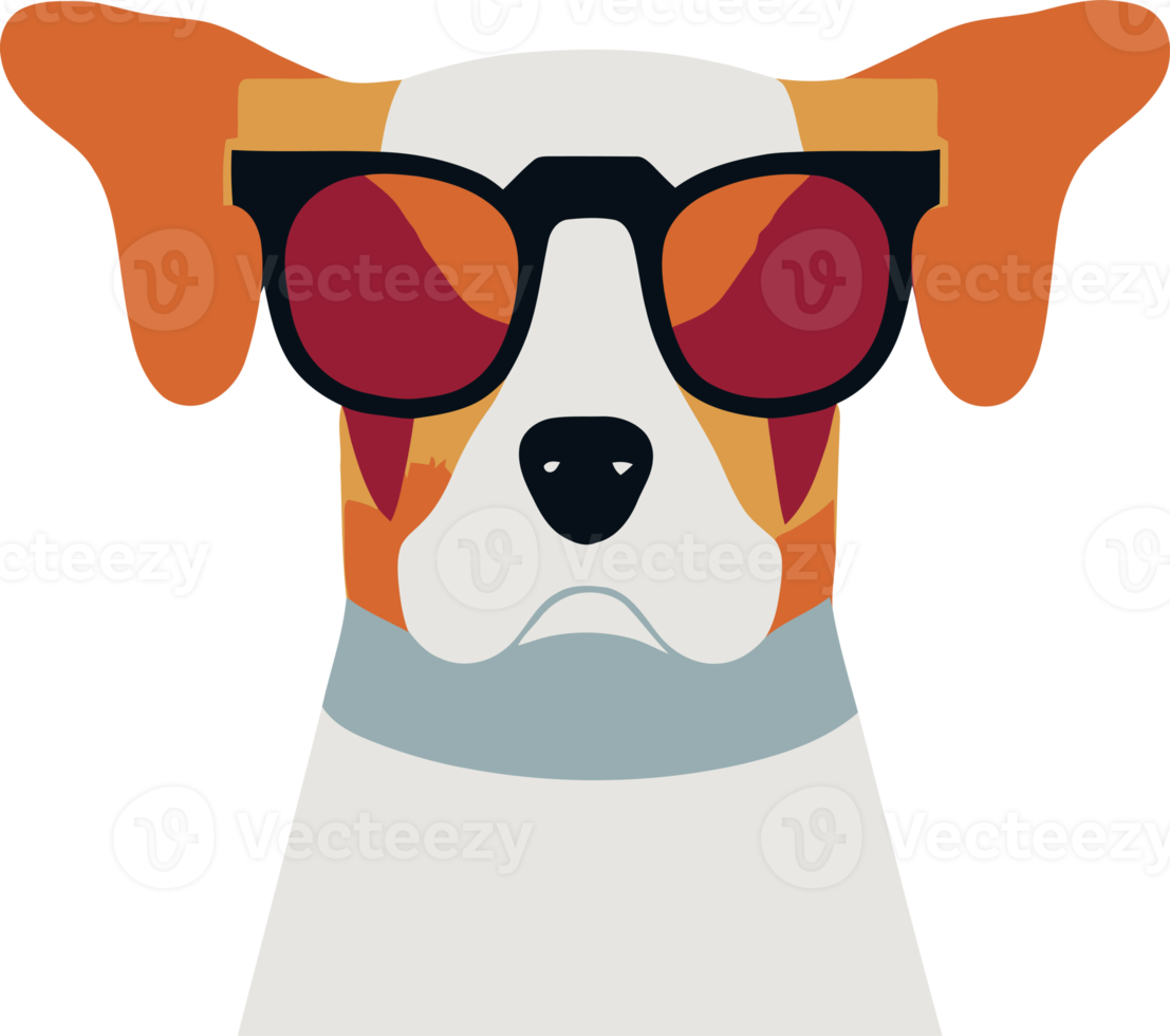 illustration graphic of colorful beagle dog wearing sunglasses isolated good for icon, mascot, print, design element or customize your design png