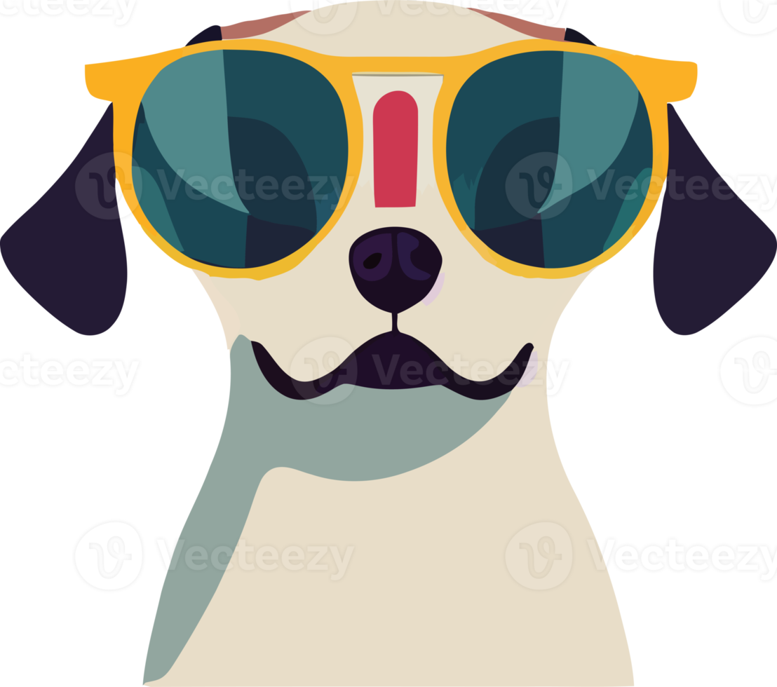 illustration  graphic of colorful beagle dog wearing sunglasses isolated good for icon, mascot, print, design element or customize your design png