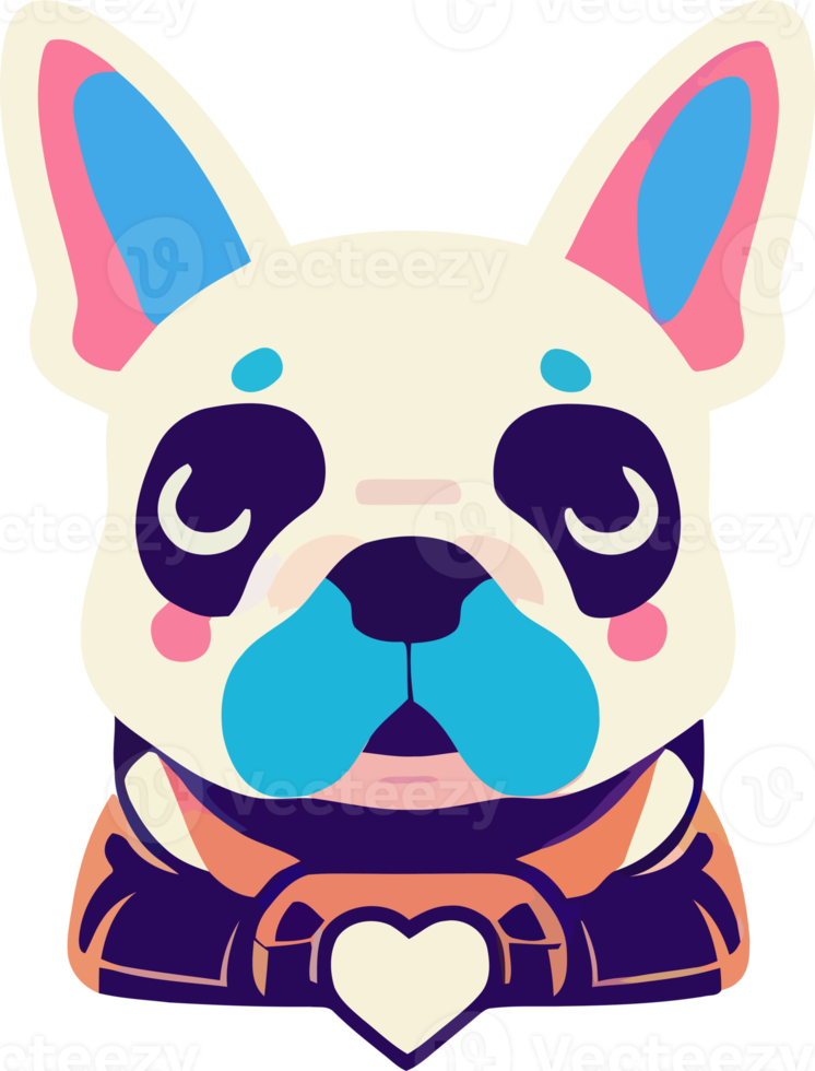 illustration graphic of French bulldog wearing love suit isolated good for icon, mascot, print, design element or customize your design png