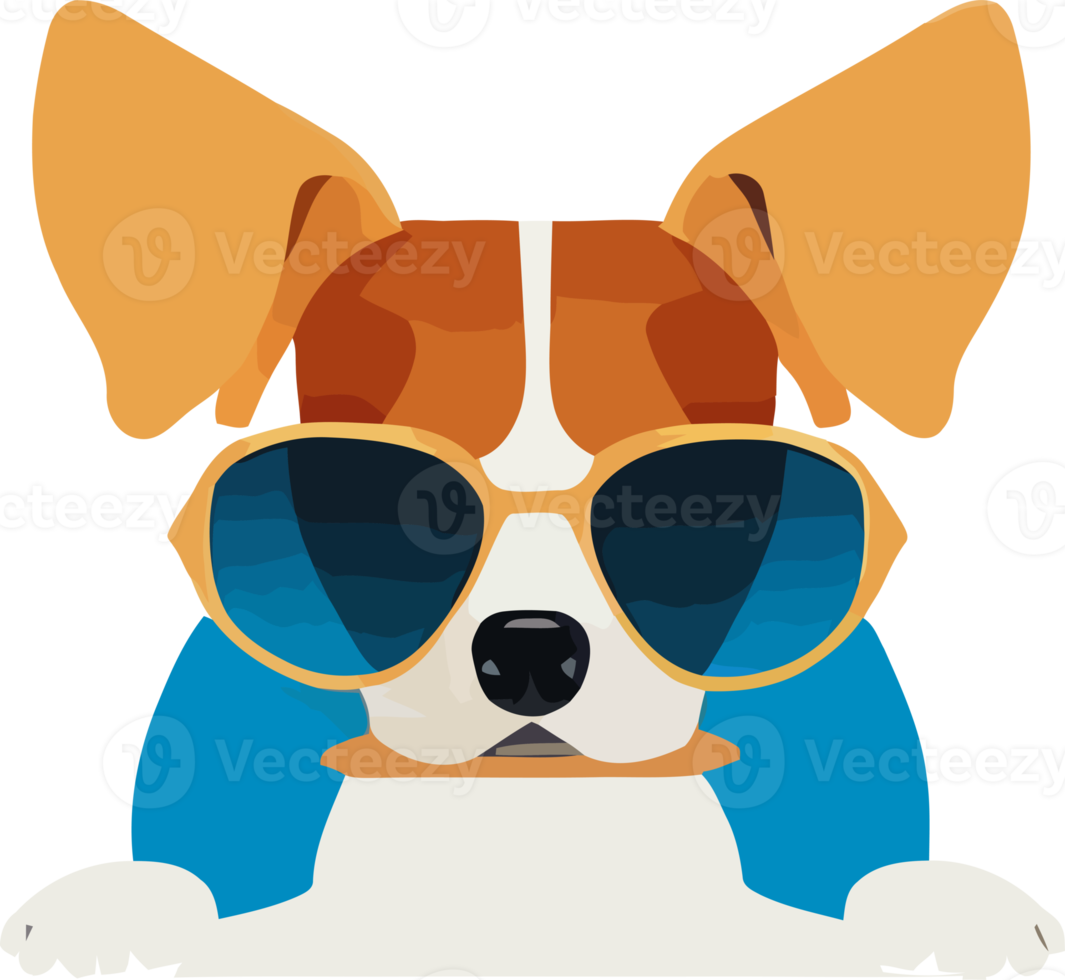 illustration graphique d'un chien beagle portant des lunettes de soleil isolées bon pour l'icône, la mascotte, l'impression, l'élément de conception ou personnaliser votre conception png