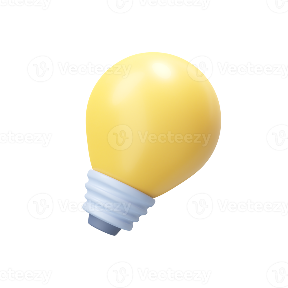 yellow light bulb icon business knowledge tips ideas. 3d illustration with clipping path. png