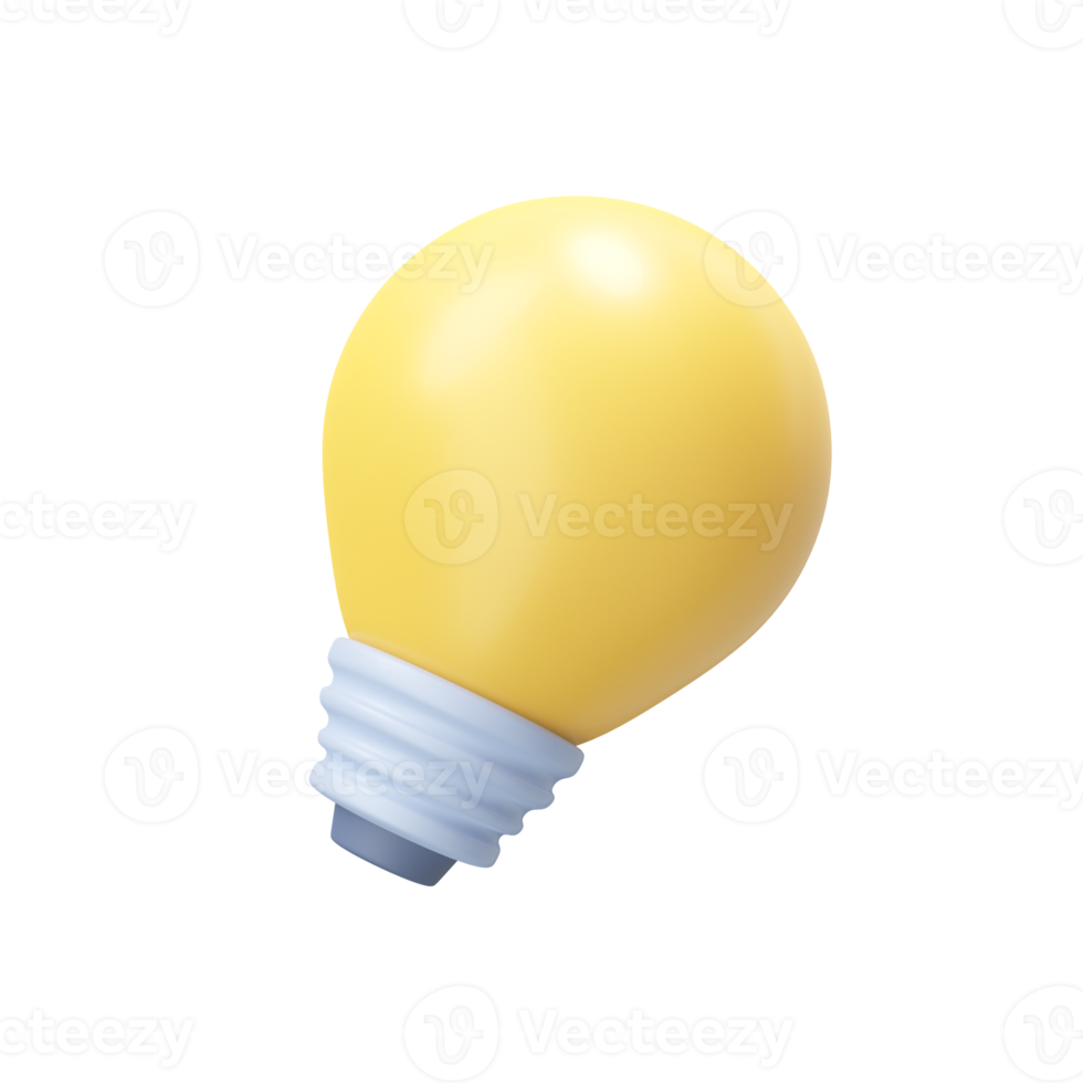 icône d'ampoule jaune idées de conseils de connaissances commerciales. illustration 3d avec un tracé de détourage. png