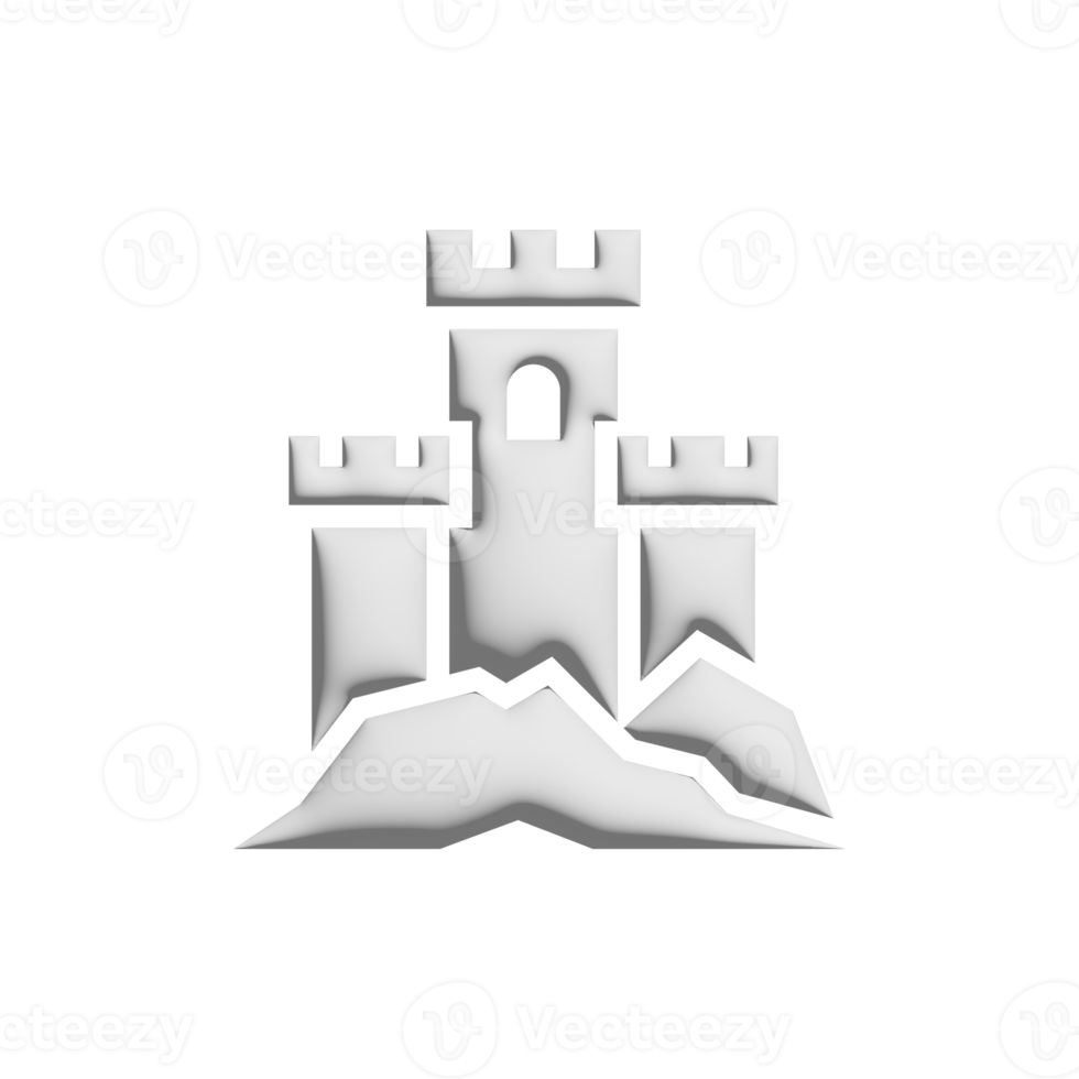 Castle icon 3d design for application and website presentation png
