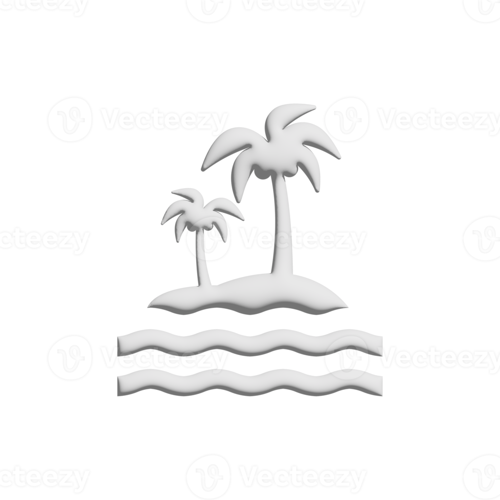 Sea island icon 3d design for application and website presentation png
