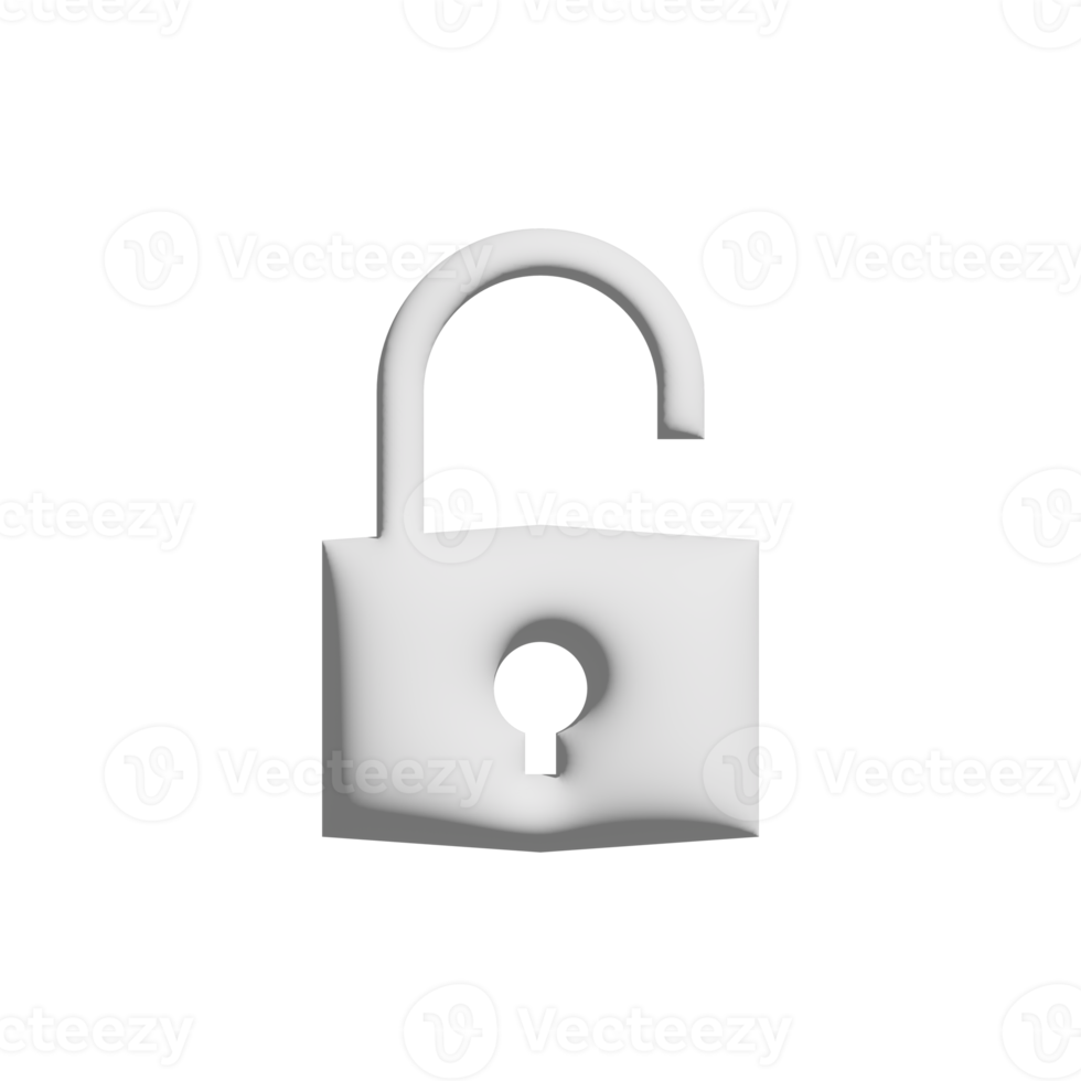Key lock unlock safe icon 3d design for application and website presentation png