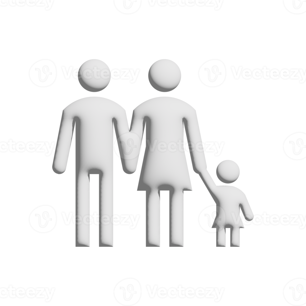 conception 3d de l'icône des parents et de la fille pour la présentation de l'application et du site Web png
