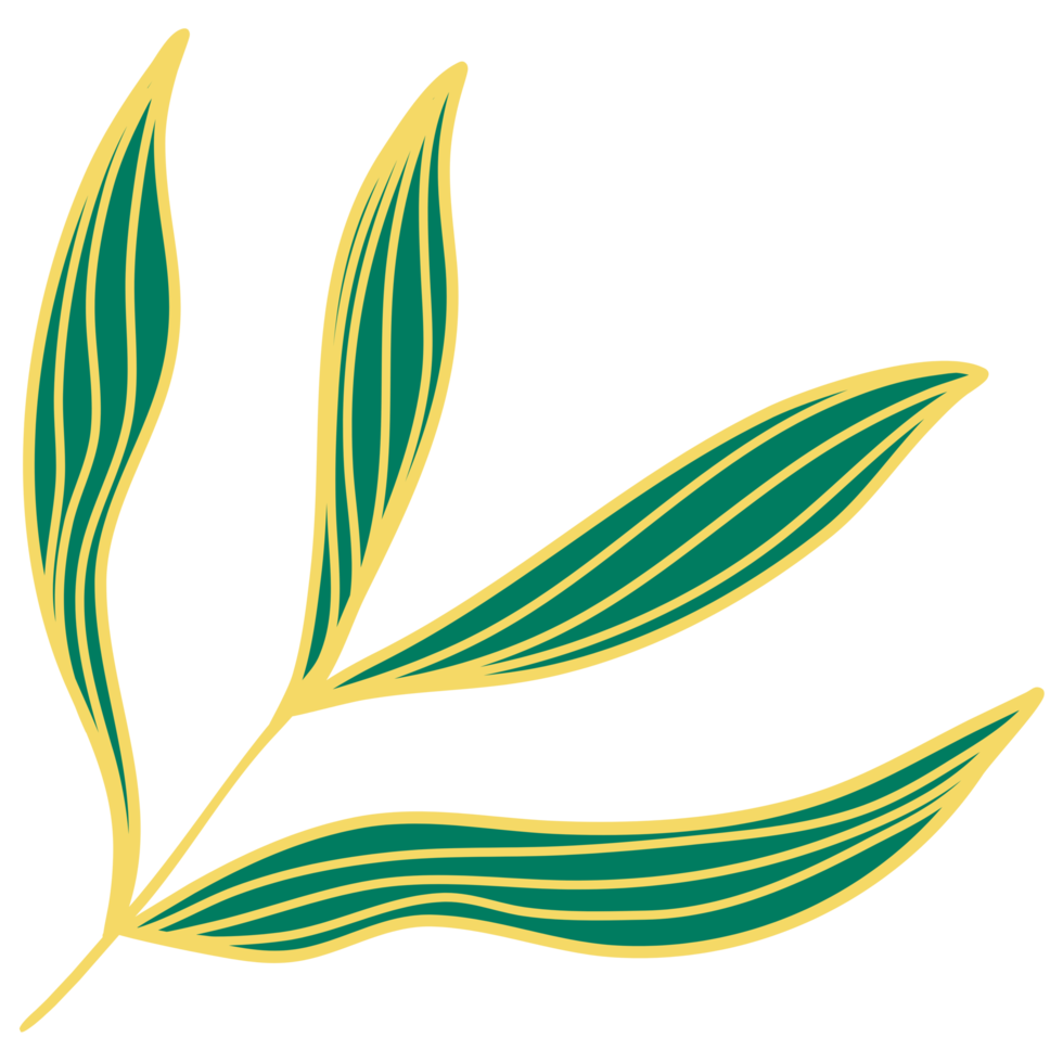 Leaves with Golden Line Art png
