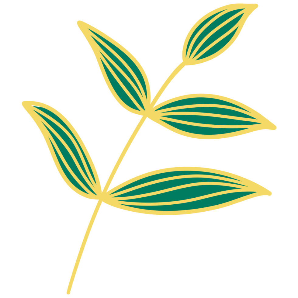 Leaves with Golden Line Art png