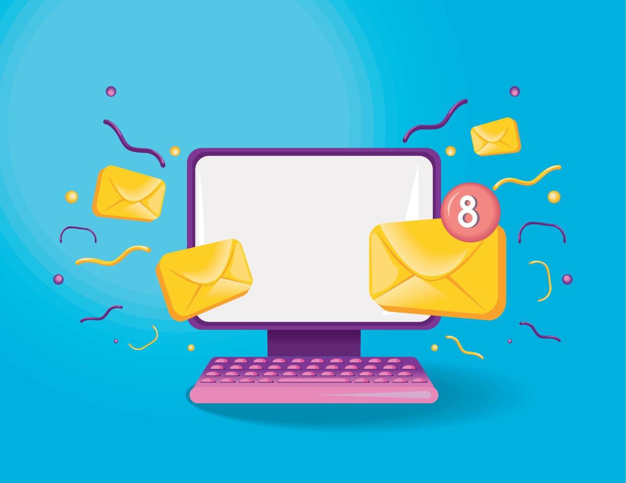 3d email in desktop vector