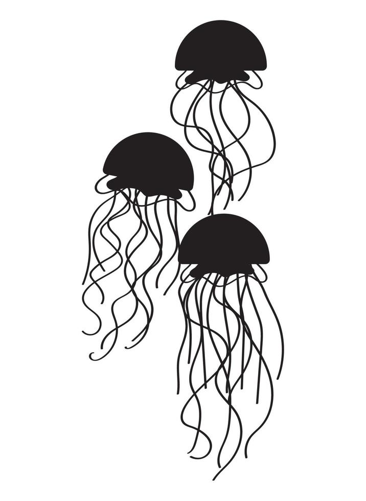 jellyfish sealife animal silhouette vector