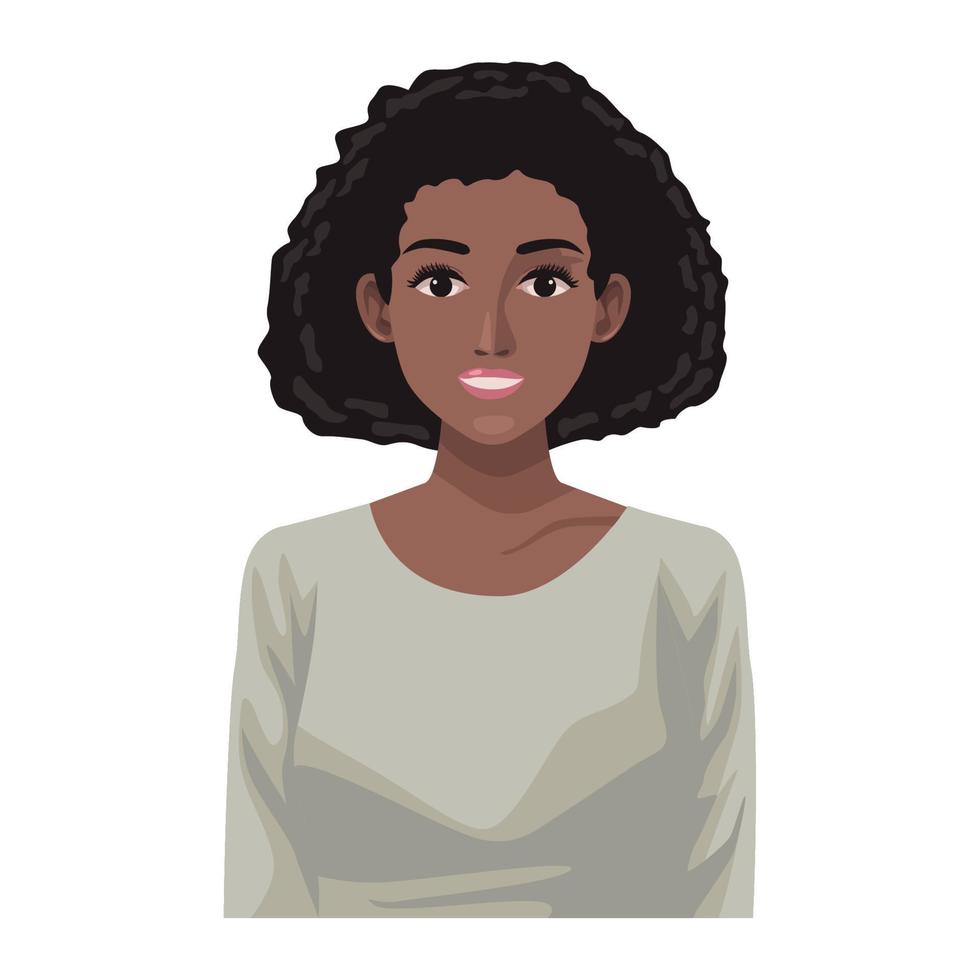 mujer joven afro vector