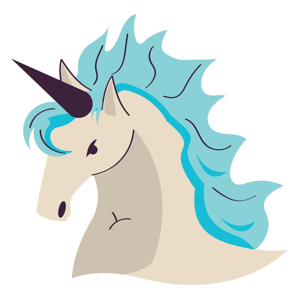 head unicorn with blue mane vector