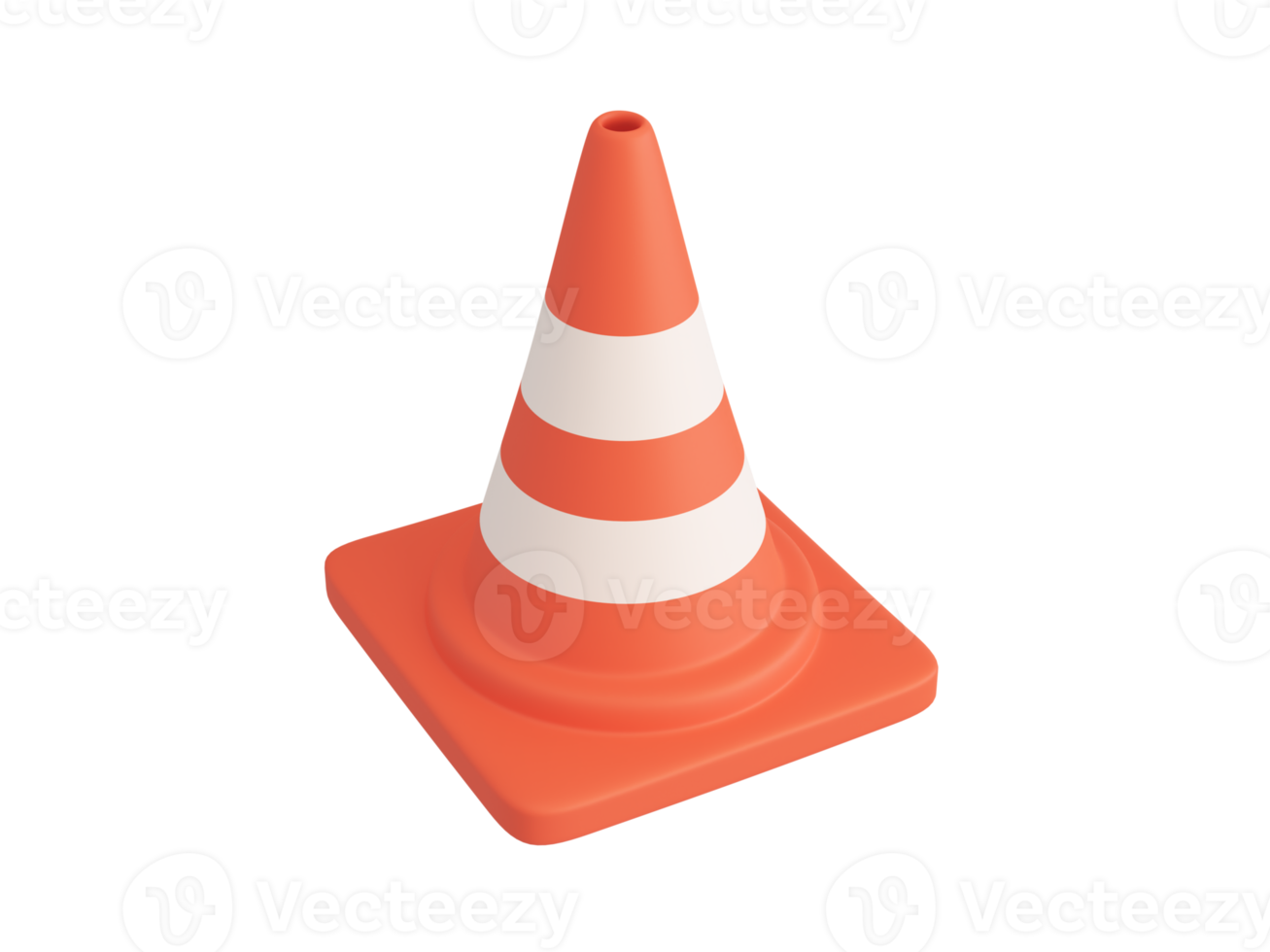 orange traffic cone construction improvement zone. 3d illustration with clipping path. png