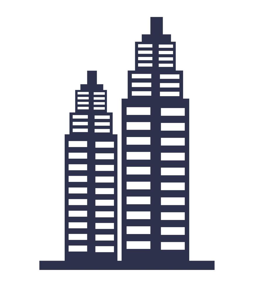 two skyscrapers silhouettes vector