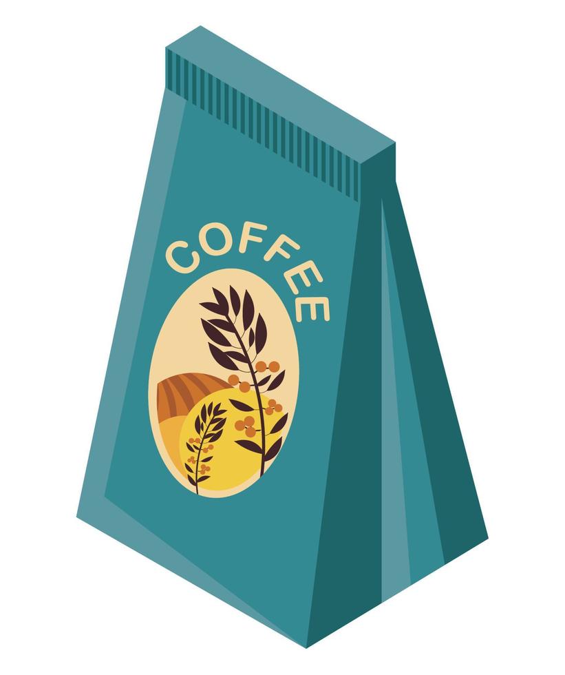 coffee bag isometric style vector