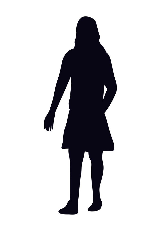 girl walking silhouette style vector