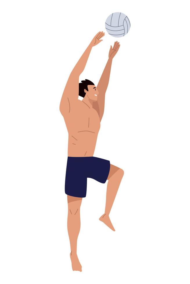 happy male volleyball player vector