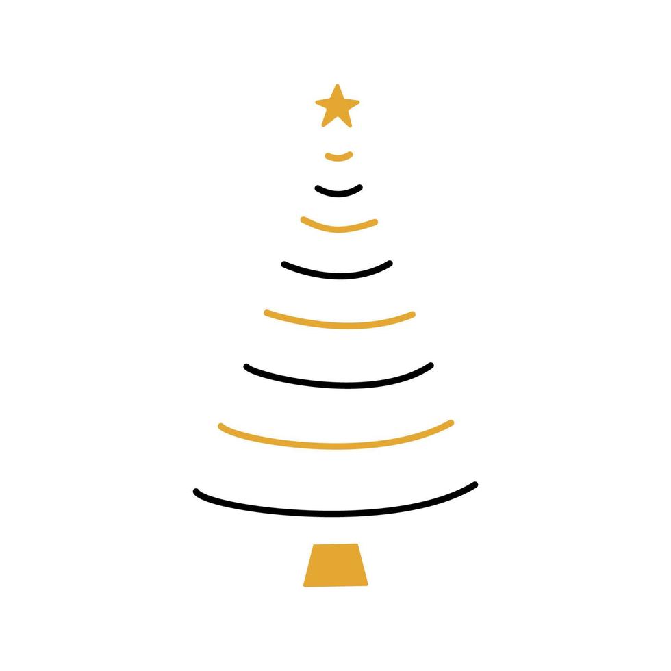 ilustración de árbol de navidad dibujado a mano lineal vector