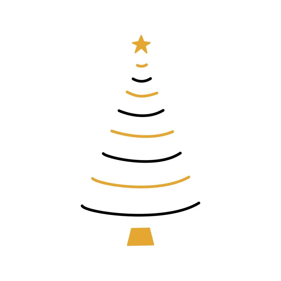 Linear hand drawn christmas tree illustration vector