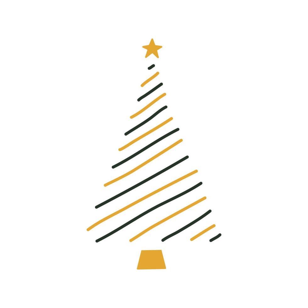 Linear hand drawn christmas tree illustration vector