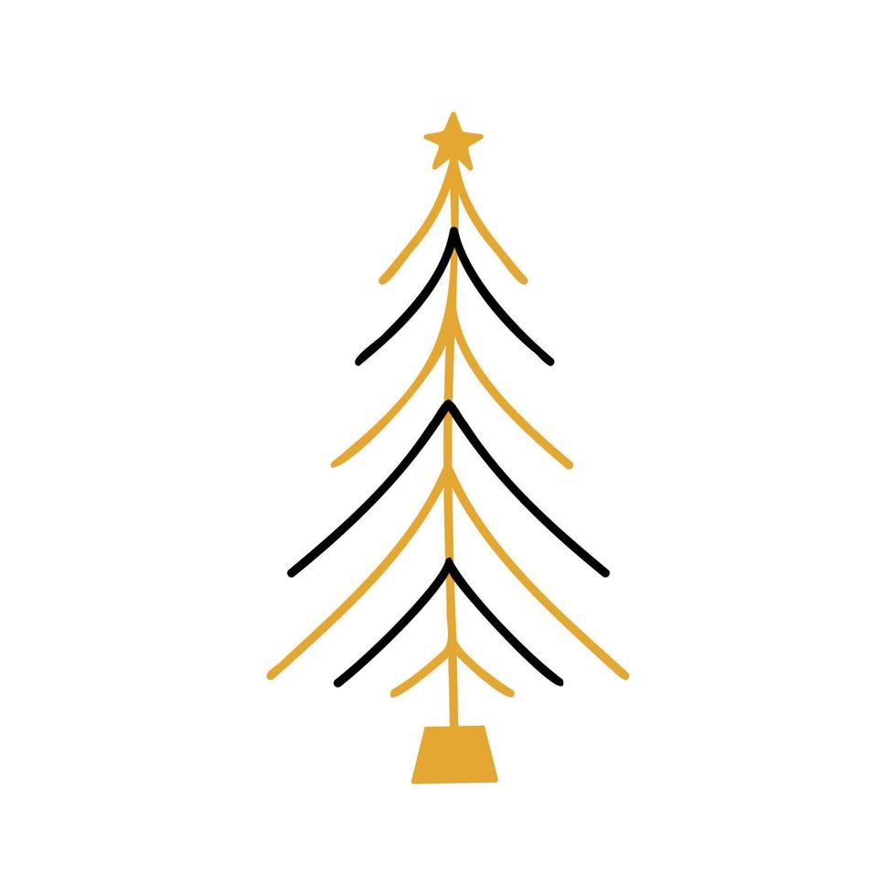 ilustración de árbol de navidad dibujado a mano lineal vector