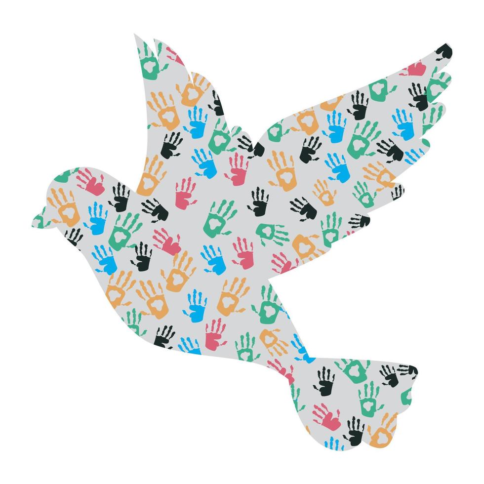 dove with handprints painted 14070717 Vector Art at Vecteezy
