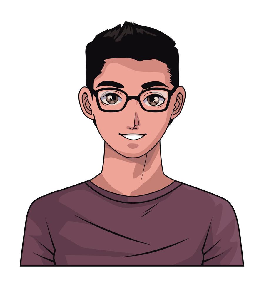 young man wearing eyeglasses vector