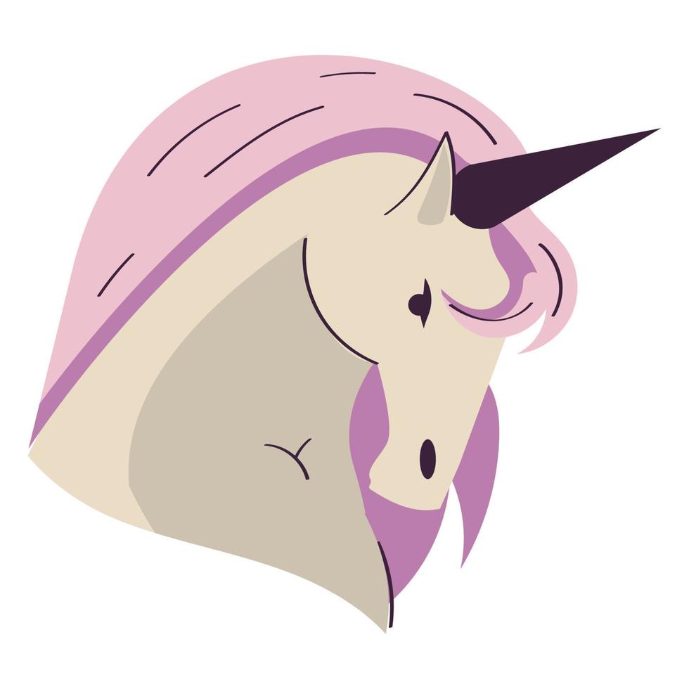 cabeza de unicornio con melena rosa vector