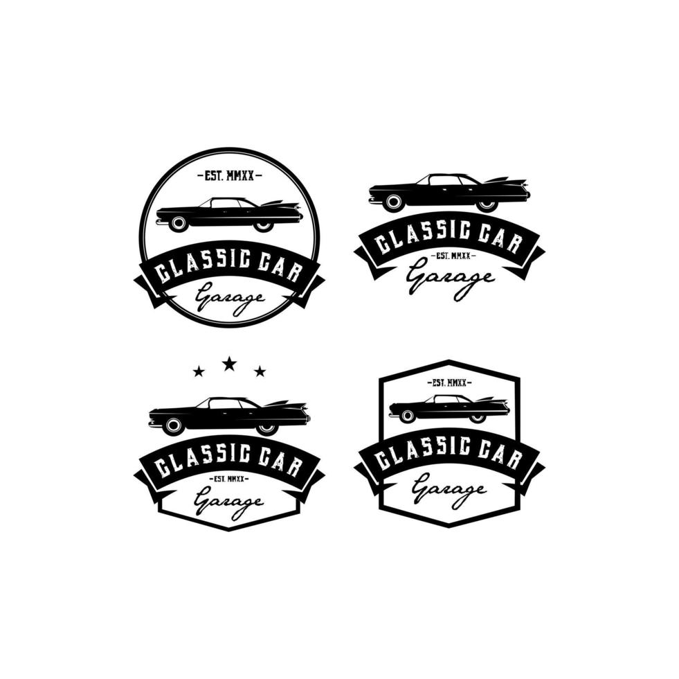 classic car garage badge 4 set logo vector