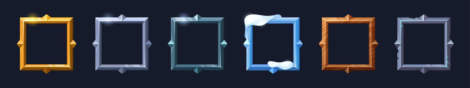 Square frames for game ui design vector