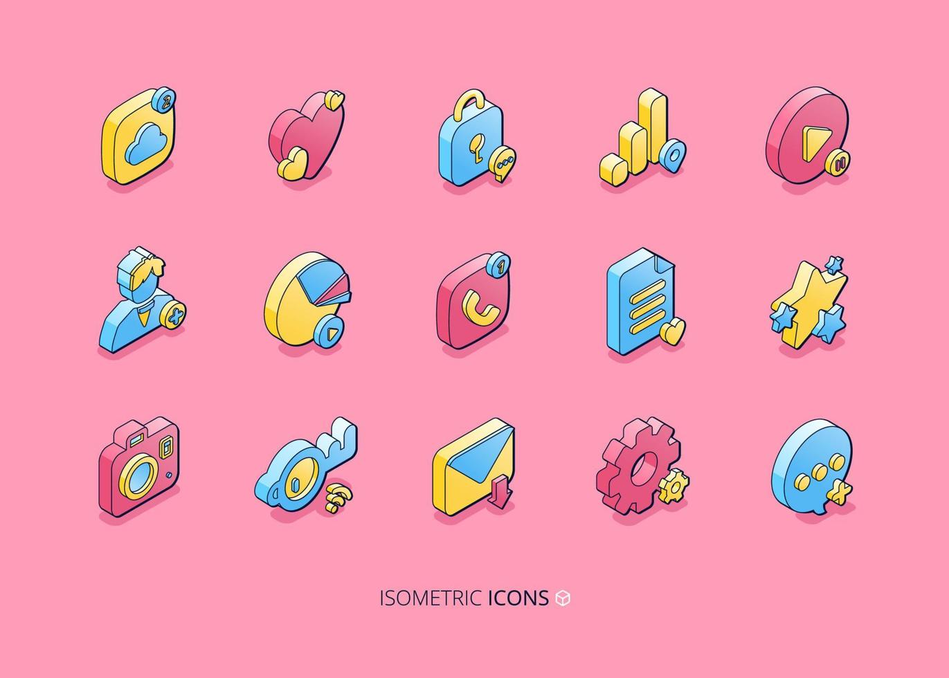 Isometric icons for social media and website vector