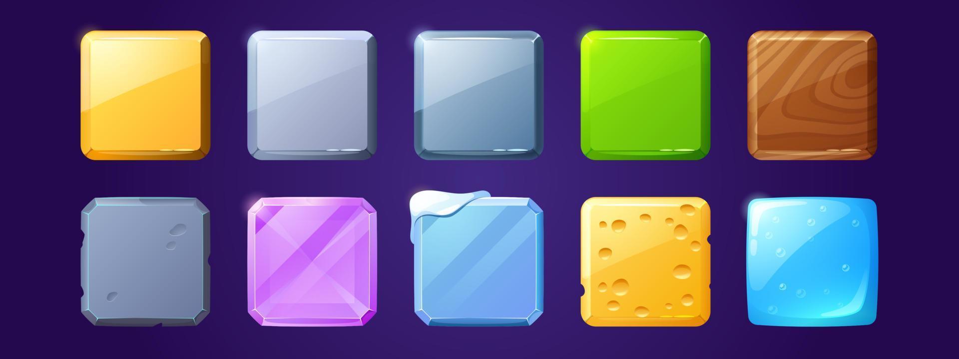 Square buttons with different textures vector