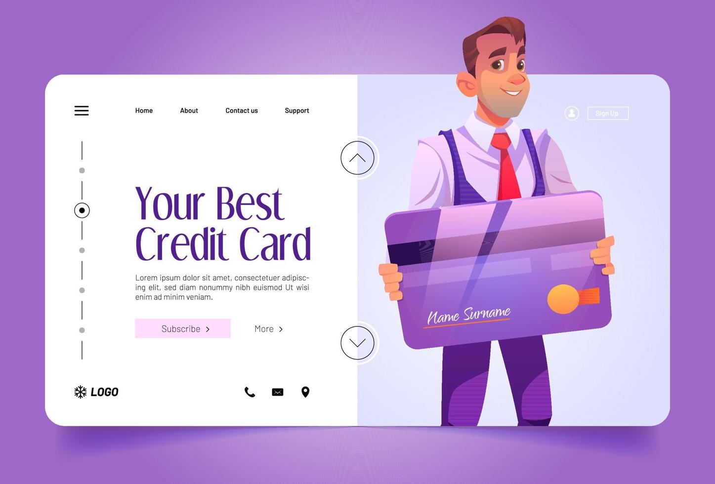 Your best credit card cartoon landing page banking vector