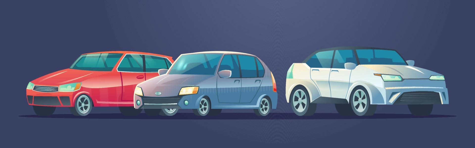 Modern cars, automobiles, vehicles set vector