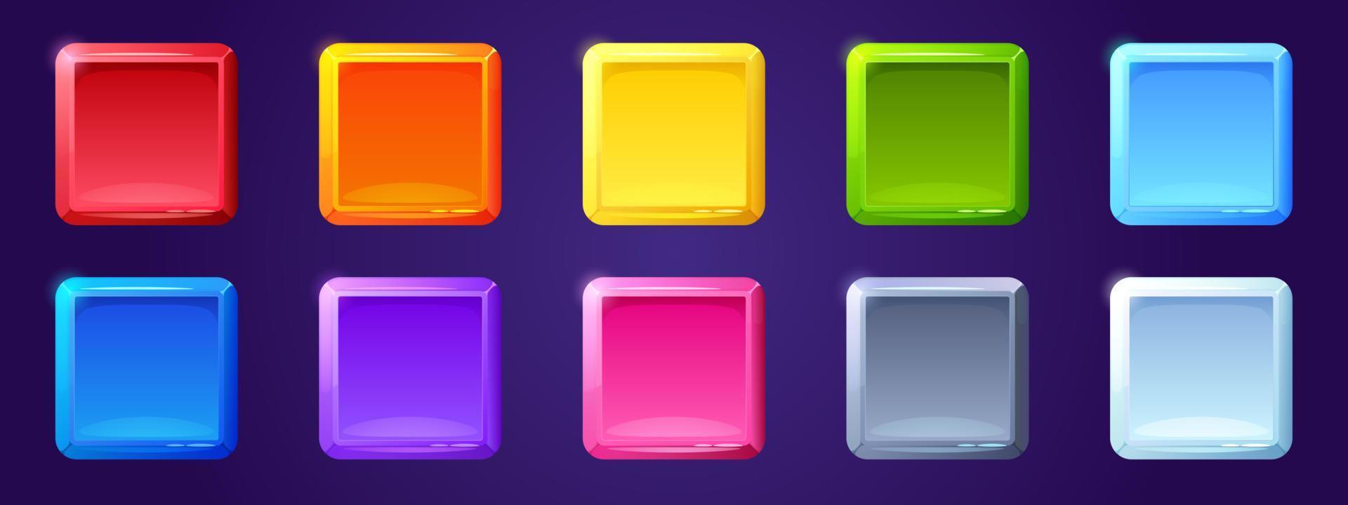 Set of game ui app icons, square buttons for menu vector