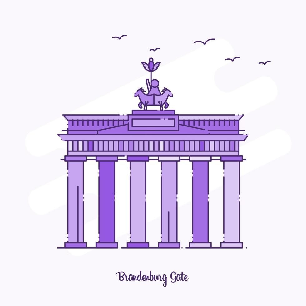 puerta de brandenburgo hito púrpura línea punteada horizonte vector ilustración