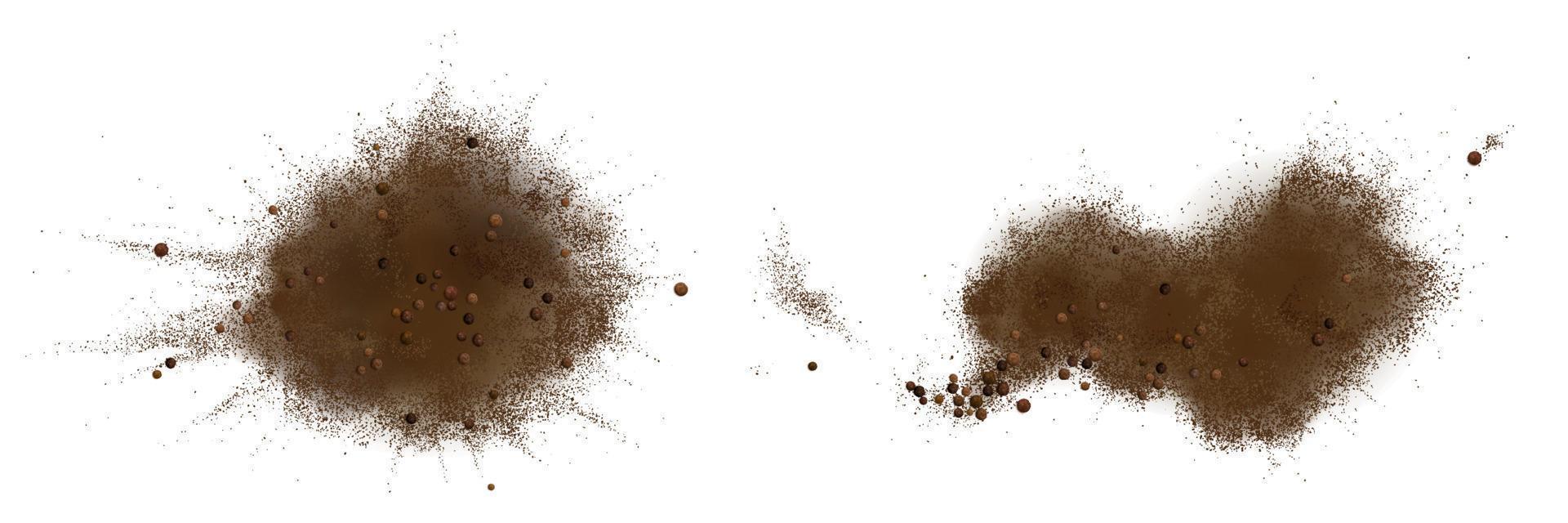 Dispersiones de semillas de pimienta negra y polvo vector